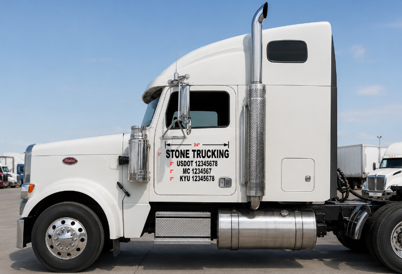 Same Day Semi Truck Stickers / Decals (2 Sides), MC & DOT Lettering, All kinds of printing services
