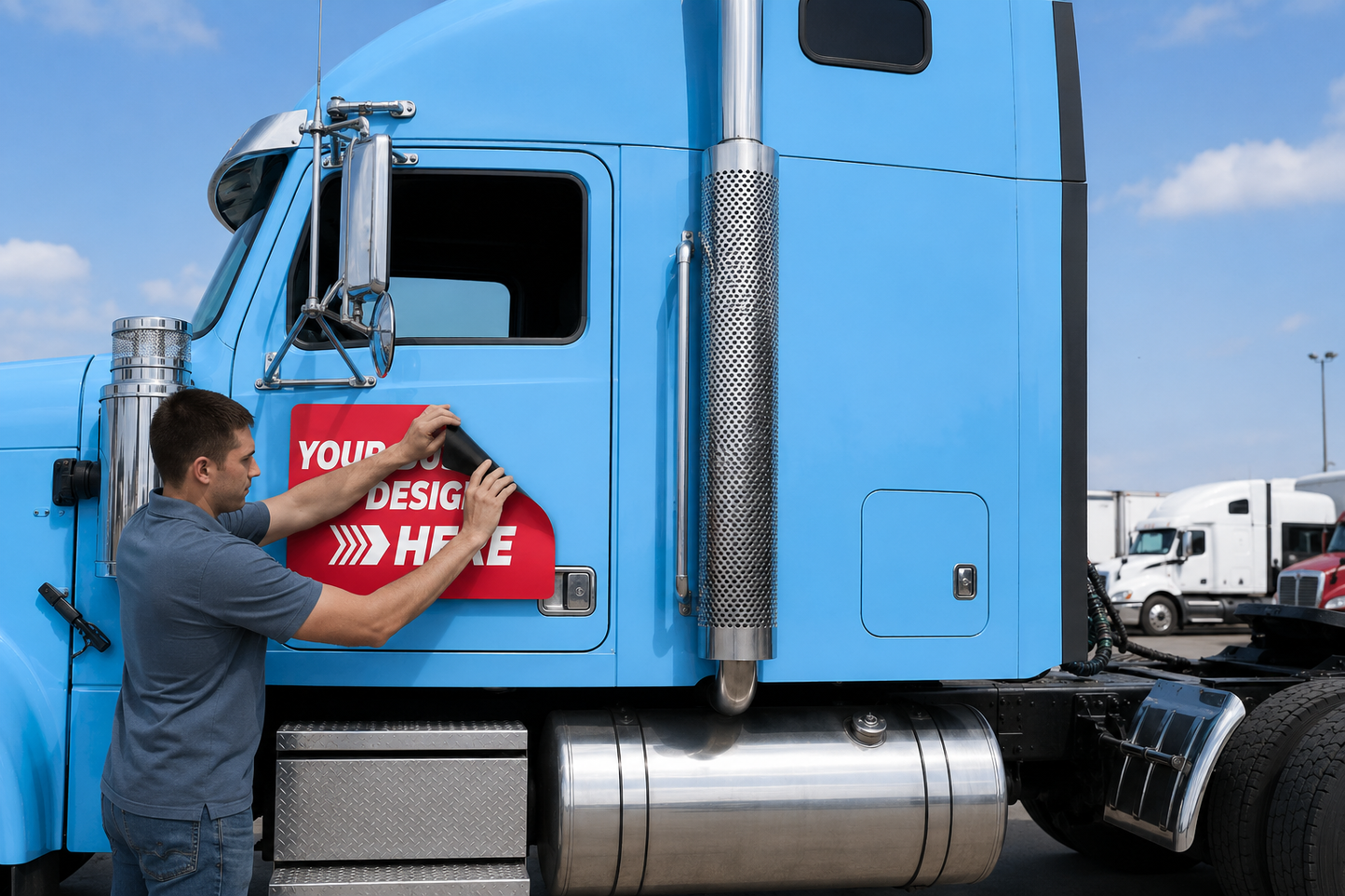 Same Day Semi Truck Stickers / Decals (2 Sides), MC & DOT Lettering, All kinds of printing services